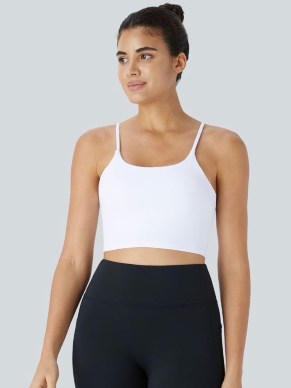 NWT HALARA Basic Padded Workout Cropped Tank Top Low Support White